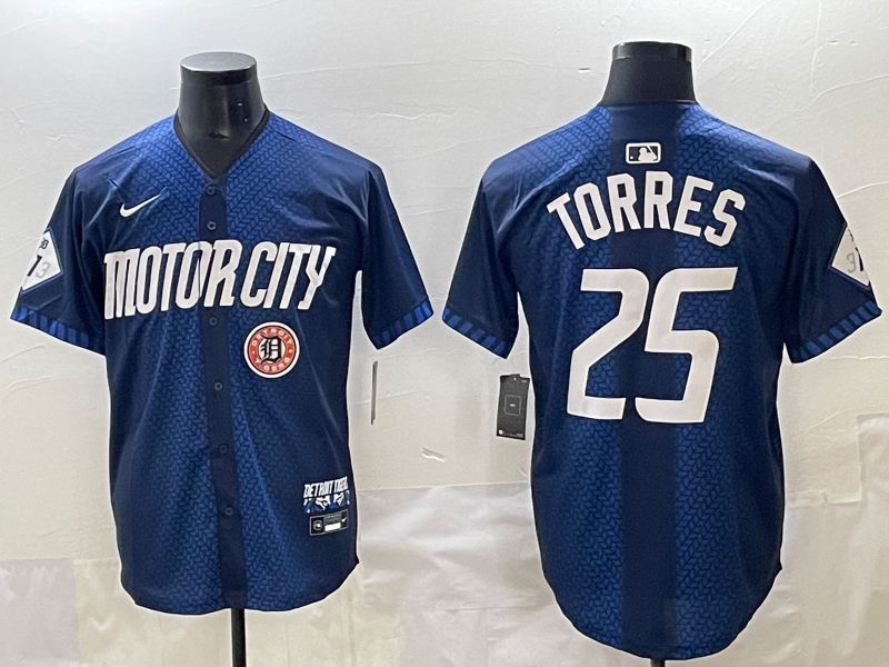 Men 2025 Detroit Tigers #25 Torres Blue Nike MLB Jersey style 7156->detroit tigers->MLB Jersey